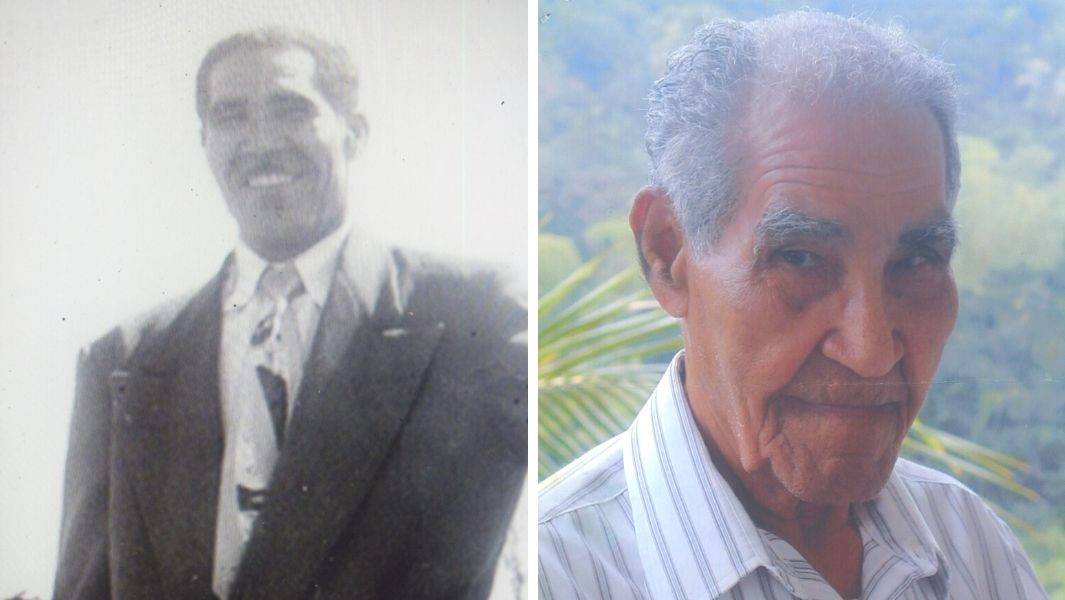 Emilio Florez Marquez Oldest Living Man black and white and current day with GWR certificate