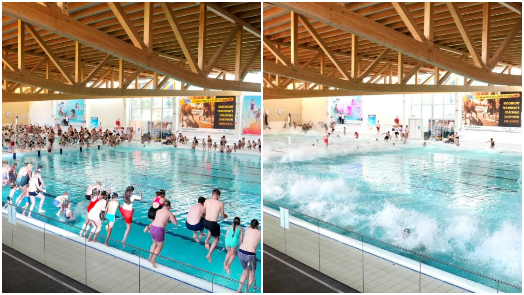 most people performing a cannonball dive