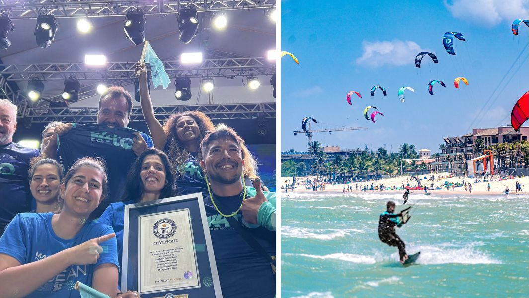 Largest number of people doing remote kitesurfing header image