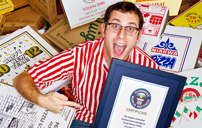 Largest collection of pizza boxes | Guinness World Records